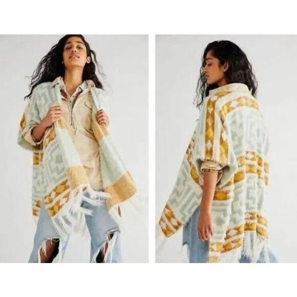Free People Boho Diamondback Cozy Kimono One Size - Picture 7 of 9